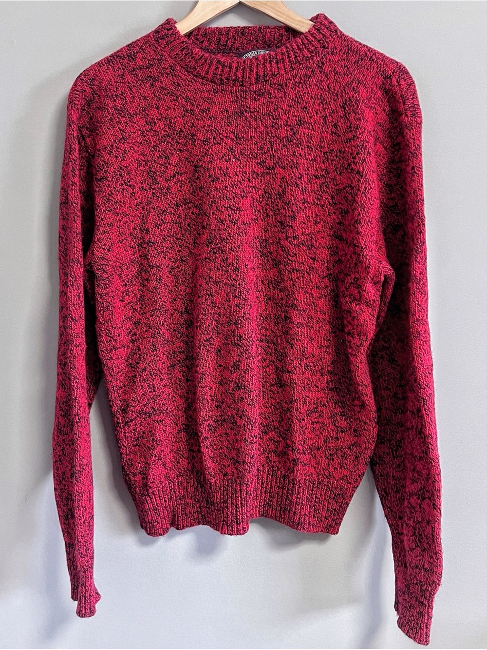 Vintage Wool Nylon Marled Knit Crewneck Sweater Red Large